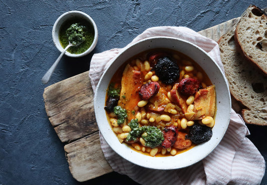 Recipe: Fabada (white bean and pork stew) with chimichurri